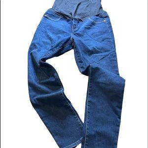 Isabel maternity skinny dark‎ wash blue jeans crossover band size 10